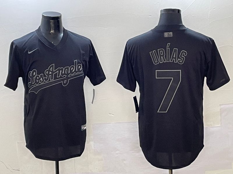 Men Los Angeles Dodgers 7 Urias Black Fashion Game 2025 Nike MLB Jersey style 3186